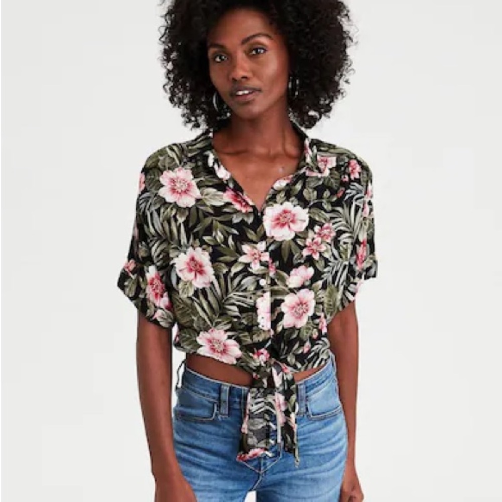 American Eagle US S Hawaiian Button Down Shirt